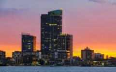 A Spectacular Sunset at Elizabeth Quay in Perth, Western Australia