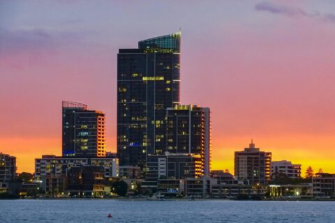 A Spectacular Sunset at Elizabeth Quay in Perth, Western Australia