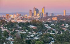 Perth Skyline And a Lush Park at Dusk